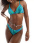 Фото #1 товара ASOS DESIGN mix and match towelling triangle bikini top in blue and green stripe