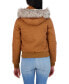 ფოტო #7 პროდუქტის Juniors' Women ' Cotton Faux Fur Trimmed Bomber Jacket