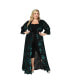 Фото #1 товара Plus Size Floral Velvet Burnout Duster