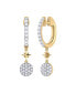 Full moon Star Design Sterling Silver Diamond Hoop Women Earring