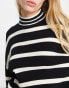 Фото #6 товара Only high neck jumper in black & white stripe