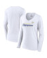 Фото #2 товара Women's White Los Angeles Rams Super Bowl LVI Champions Long Sleeve V-Neck T-shirt