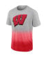 ფოტო #3 პროდუქტის Men's Heathered Gray and Red Wisconsin Badgers Team Ombre T-shirt