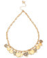 Фото #2 товара Gold-Tone Pavé & Logo Heart Charm Statement Necklace, 18" + 2" extender