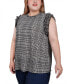 ფოტო #3 პროდუქტის Plus Size Sleeveless Crepe Top with Chiffon Ruffles