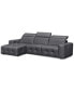 Фото #2 товара CLOSEOUT! Haigan 3-Pc. Leather Chaise Sectional Sofa with 1 Power Recliner, Created for Macy's