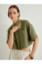 Фото #10 товара Рубашка женская Koton Crop Oversize Viskon Keten Короткий рукав с карманами