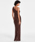 ფოტო #5 პროდუქტის Women's Sequined One-Shoulder Side-Twist Gown