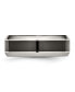 Фото #3 товара Stainless Steel Base Polished Black Ceramic Center Band Ring