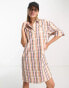 Fred Perry check shirt dress in cream