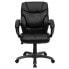 Mid-Back Black Leather Overstuffed Swivel Task Chair With Arms