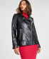 Фото #3 товара Women's Oversized Faux-Leather Moto Jacket, Created for Macy's