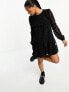 Фото #7 товара Miss Selfridge lace frill detail smock dress in black