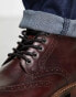 Red Tape lace up brogue boots in burgundy leather