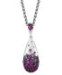 ფოტო #4 პროდუქტის EFFY® Ruby (3/4 ct. t.w.) & White Sapphire (3/8 ct. t.w.) Ombré Cluster 18" Pendant Necklace in Sterling Silver