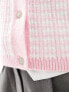 Фото #7 товара Morgan knitted collar button through top in pink check