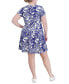 Фото #2 товара Plus Size Printed Short-Sleeve Fit & Flare Dress