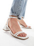 Фото #1 товара ASOS DESIGN Wide Fit Honeydew mid block heeled sandals in white