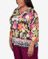 Plus Size Classic Bold Floral Geometric Border Top Разноцветный, 2X - фото #4