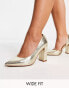 Фото #1 товара ASOS DESIGN Wide Fit Winston d'orsay high heeled shoes in gold