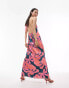 Фото #2 товара Topshop halter neck maxi dress in pink inky print