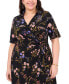 Фото #3 товара Plus Size Floral-Print Wrap Midi Dress