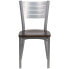 Фото #3 товара Hercules Series Silver Slat Back Metal Restaurant Chair - Walnut Wood Seat