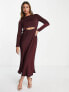 Фото #4 товара ASOS DESIGN satin midi dress with cowl back and tie in wine