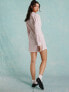 Фото #5 товара Miss Selfridge poplin lace up mini shirt dress in pink stripe