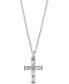 Фото #1 товара EFFY Collection eFFY® White Topaz Square- & Emerald-Cut 18" Cross Pendant Necklace (5-1/10 ct. t.w.) in Sterling Silver