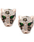 Signature by EFFY® Diamond (1/3 ct. t.w.) & Tsavorite Accent Panther Stud Earrings in 14k Rose Gold