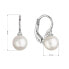 White gold dangling earrings with real pearls 81PZ00023