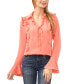 Фото #1 товара Women's Collared V-Neck Ruffled Blouse