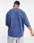 Фото #8 товара ASOS DESIGN oversized heavyweight t-shirt in acid washed navy blue