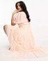 Фото #4 товара Beauut Bridesmaid tulle midi dress with flutter sleeve in blush