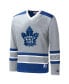 Men's Gray, Blue Toronto Maple Leafs Cross Check Jersey V-Neck Long Sleeve T-shirt