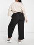 River Island Plus wide leg dad trouser in black