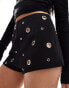 ASOS DESIGN eyelet hotpants in black