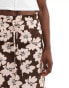 Wednesday's Girl bloom floral bias cut midaxi skirt in brown