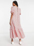 ASOS DESIGN Tall volume maxi smock dress in red mixed gingham