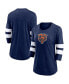 ფოტო #2 პროდუქტის Women's Heathered Navy Chicago Bears Primary Logo 3/4 Sleeve Scoop Neck T-shirt