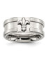 Фото #1 товара Stainless Steel Brushed Polished Fleur de lis 10mm Band Ring