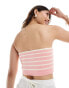 ASOS DESIGN knitted bandeau top with tie detail in pink stripe