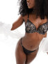 New Look heart embroidered bra in black