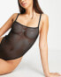 Фото #1 товара ASOS Design Kiss Me mesh stripe body with crystal detail in black