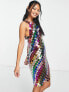 Amy Lynn Festival Mimi disc sequin embellished mini dress in rainbow