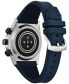 ფოტო #3 პროდუქტის Men's CZ Smart Hybrid Blue Silicone Strap Smart Watch 44mm