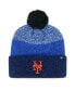 Фото #1 товара Men's Royal New York Mets Darkfreeze Cuffed Knit Hat with Pom