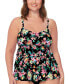Фото #1 товара Plus Size Floral-Print Tiered Tankini Top, Created for Macy's
