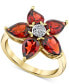 Фото #1 товара Rhodolite Garnet (4-1/4 ct. t.w.) & Diamond Accent Flower Ring in 10k Gold